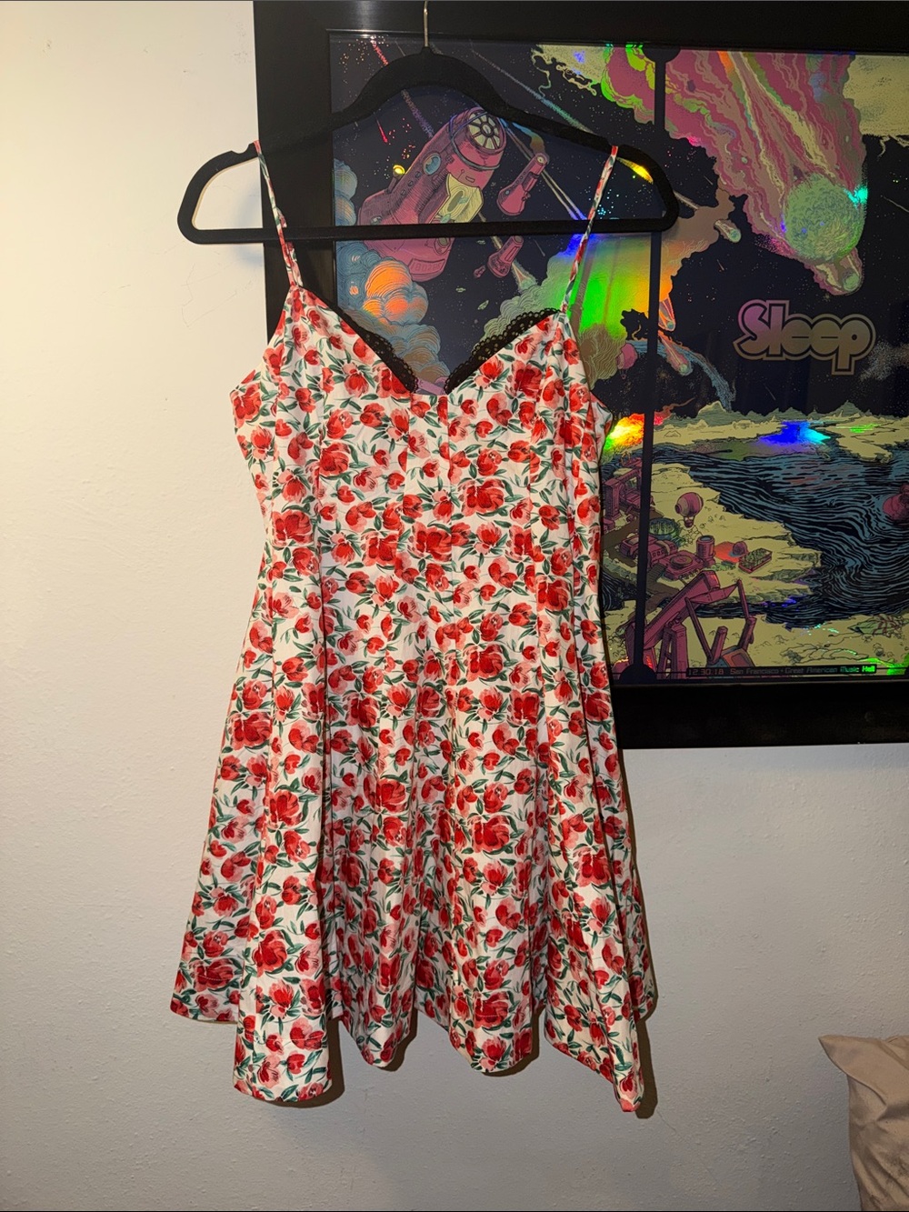 Maeve White Sundress with Red Rose Print